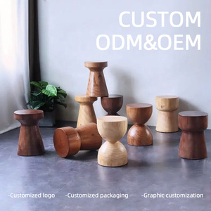 Orijinal katı ahşap yaratıcı köşe masa basit katı ahşap kahve ve yan dışkı ev dekor için çotuk tasarım ile - Product Image 3