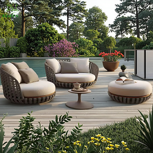 فناء وكرسي حديث فاخر دائري ، حبل منسوج لحديقة مريحة من الألومنيوم ، أريكة - Product Image 3