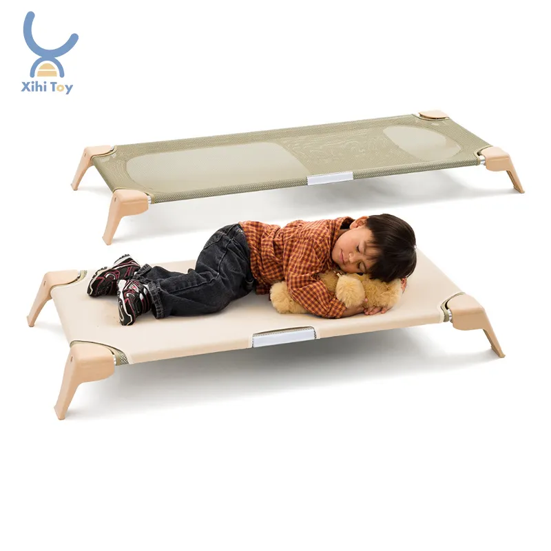 Xiha cama de madeira simples para crianças, berço de jardim de infância, berço montessori, creche, cama descanso, empilhável, economia de espaço