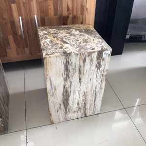 Tabouret en bois pétrifié en pierre naturelle, tabouret fossile, banc d'extérieur - Product Image 3