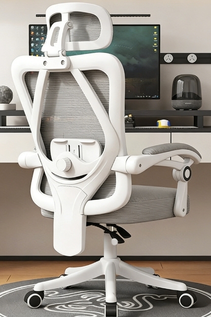White frame gray mesh+headrest+soft bag footrest