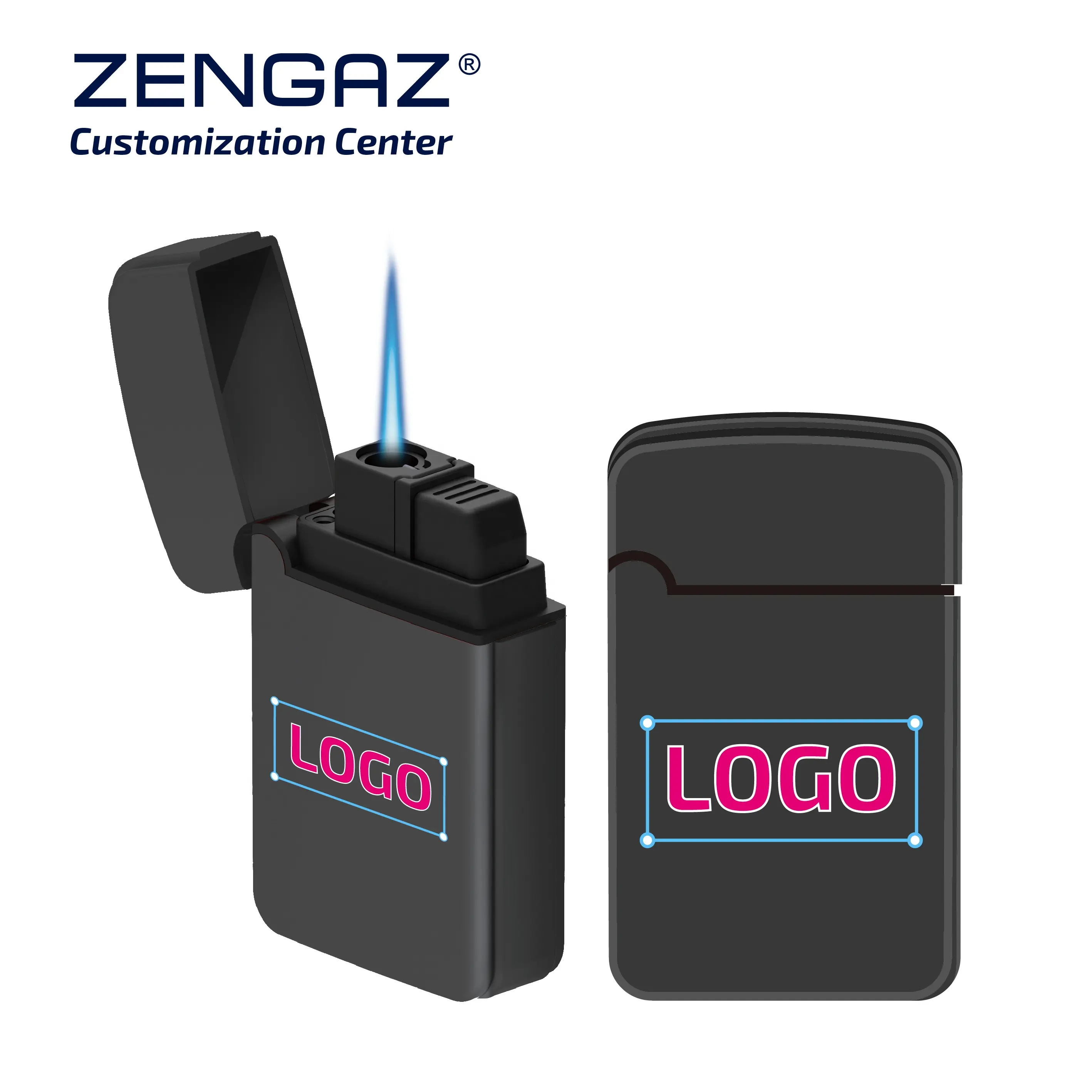 ZENGAZ ZL-12 isqueiro recarregável com logotipo personalizado para acessórios de cigarro e fumo, isqueiro de butano recarregável