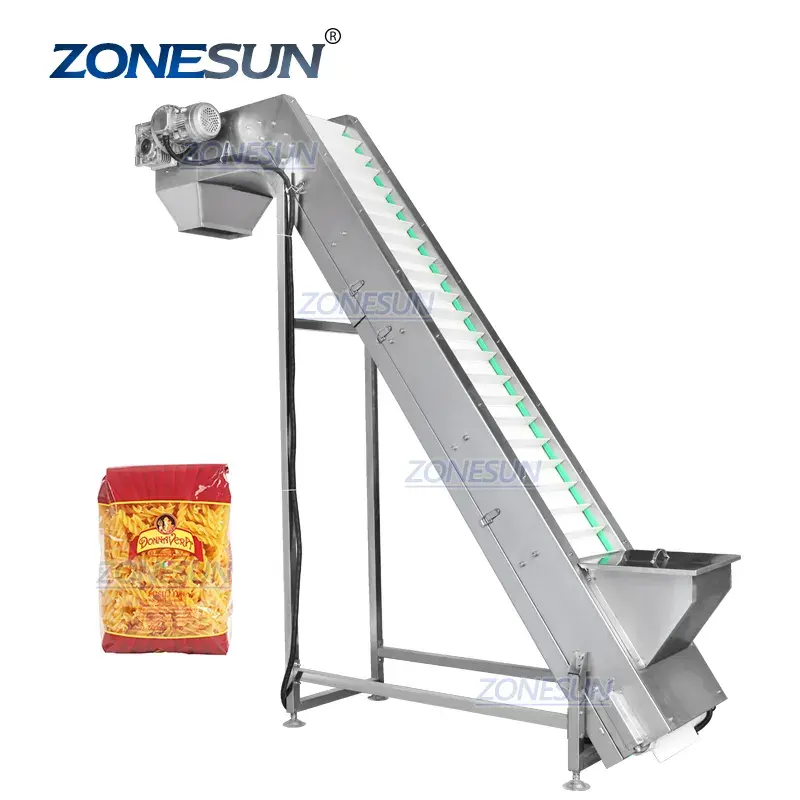 ZONESUN ZS-SLJ2 Nuts Feijão Grânulo Incline Balde Tipo Correia Transportadora Elevador Com Hopper