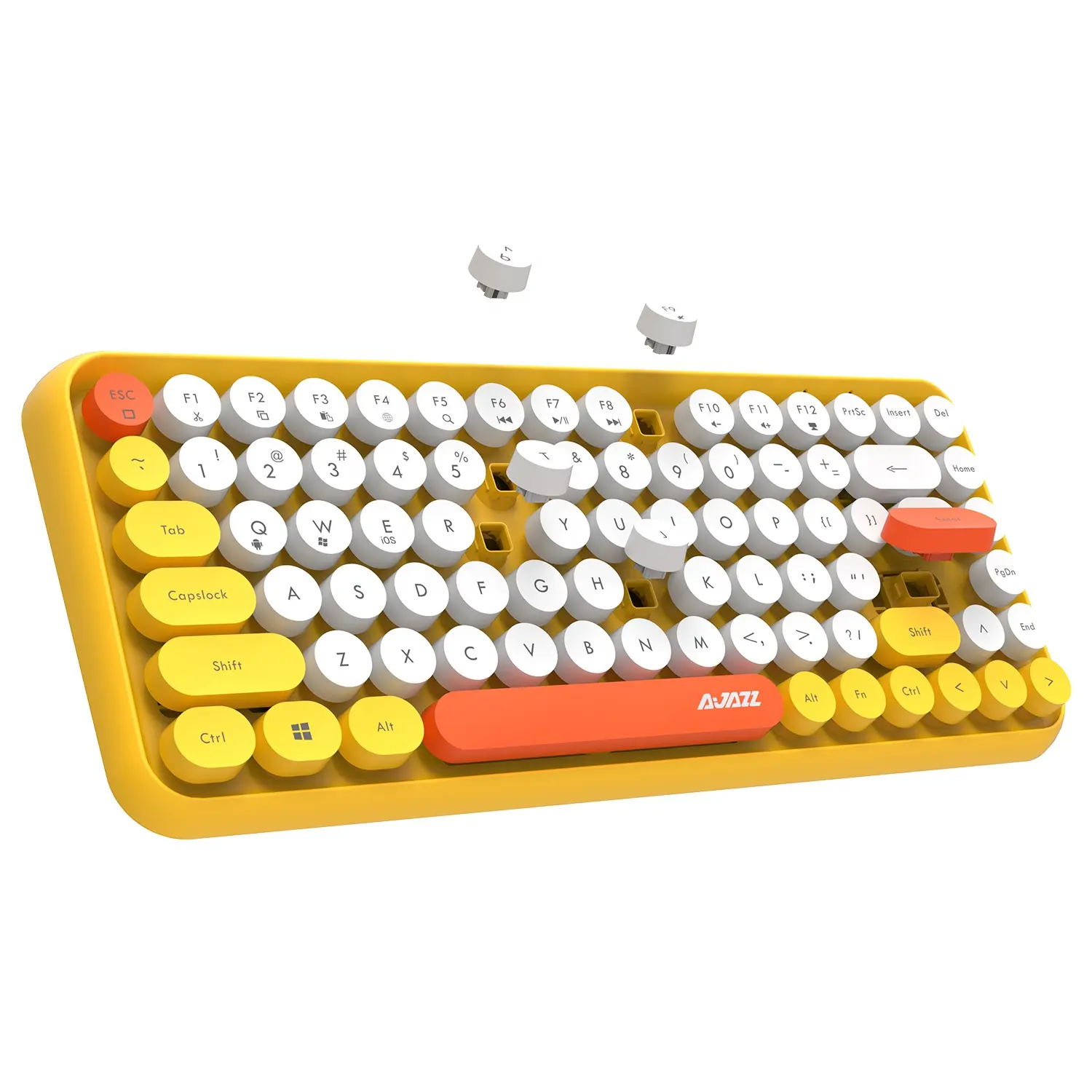 Горячая Распродажа AJAZZ 308I 84 клавиши Беспроводная BT клавиатура Ретро машинка круглый ключ для Win/iOS/Android