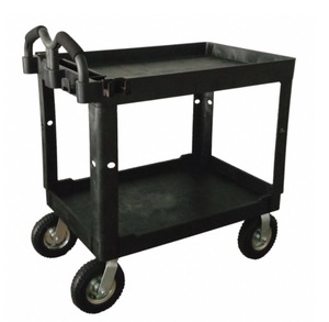 Heavy Duty Two Shelf Plastic Utility Tool Mobile Industrial Cart Storage <strong>Trolley</strong> with 9&quot;pneumatic Rubber Casters - Product Image 4