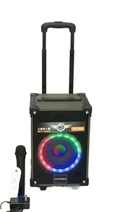 QS 908 8 Inch Subwoofer Hi-fi Music <strong>System</strong> Come With 2 Wireless Mic Bt Wooden Trolly Speaker - Product Image 4