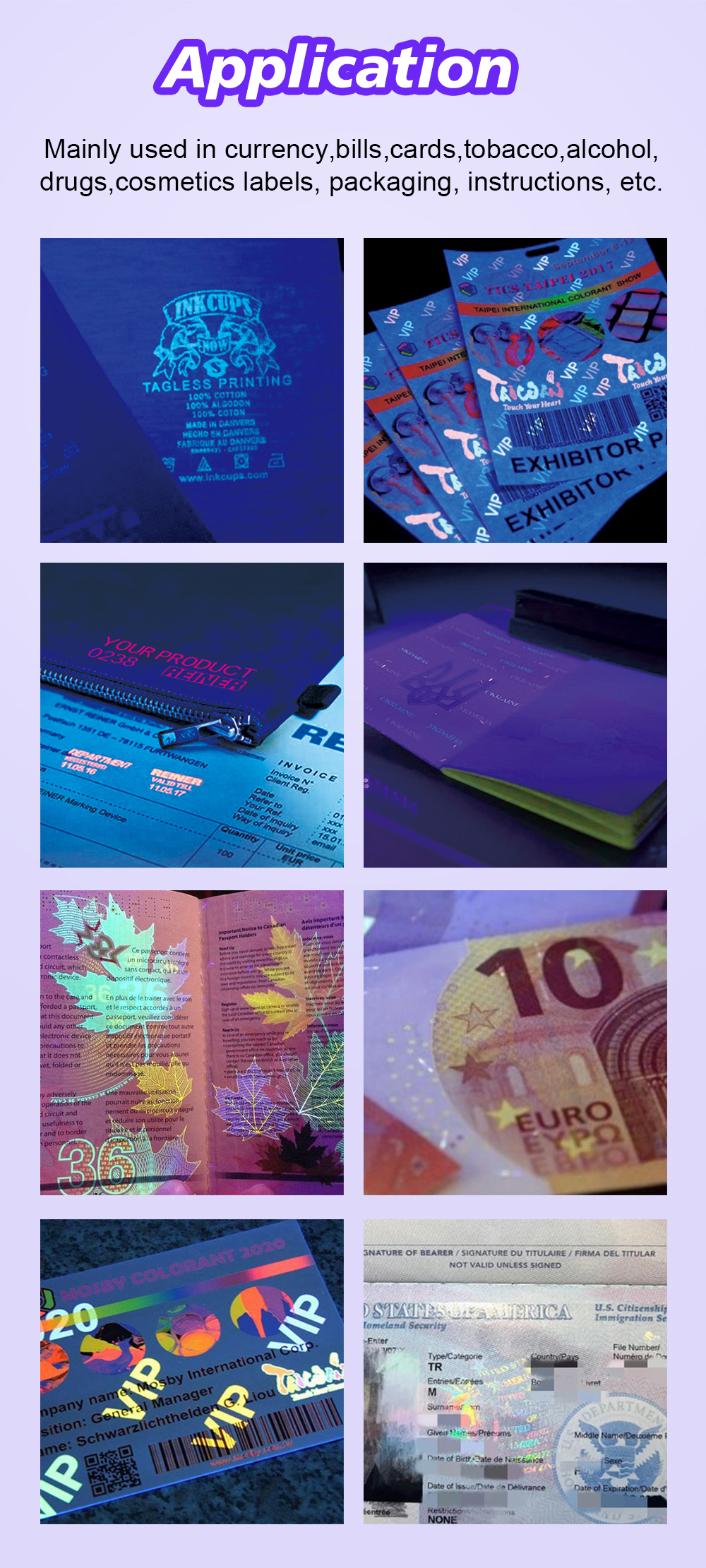 High quality Screen  UV invisible ink for Screen  printing, color green Nature Dry