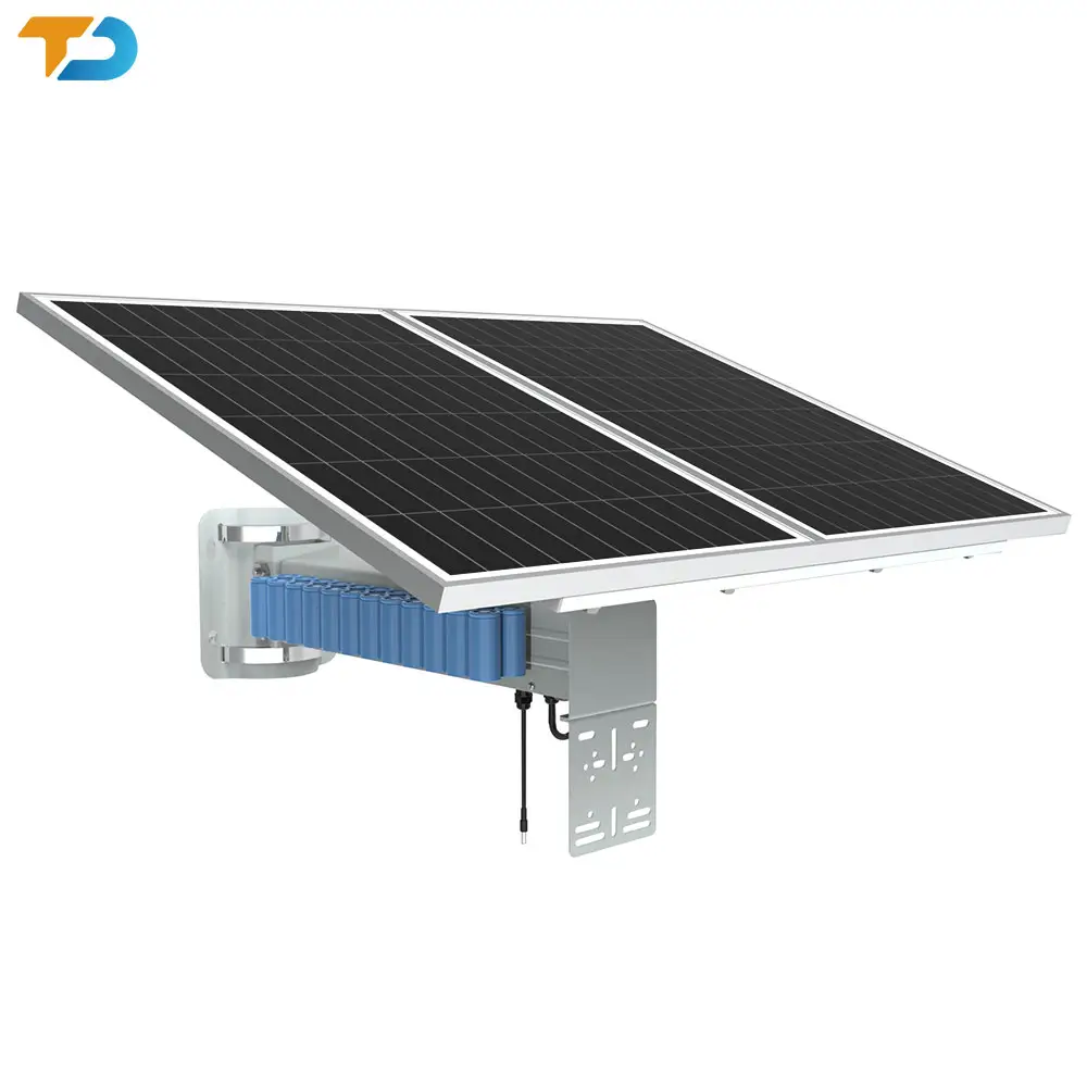 Tecdeft 60W A+ पैनल 60AH बड़ी बैटरी सौर ऊर्जा चालित आउटडोर सीसीटीवी हाइकविजन या दाहुआ 4G या वाईफाई कैमरा के लिए पूर्ण