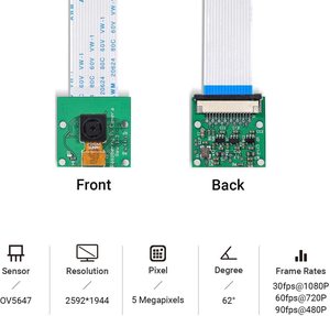 Raspberry Pi, módulo de cámara 1080P 5M píxeles OV5647 de Sensor para Raspberry Pi 4 y frambuesa pi 3 B + con el caso de montaje