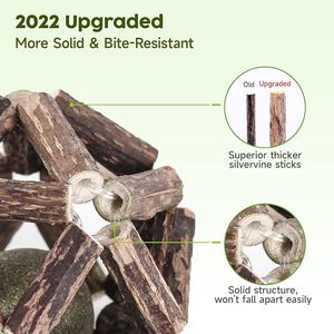 Natural Silvervine Sticks Interactive Cat Chew Toy Kitty Teeth Cleaning Cat Nip Ball&amp;Bell Ball <strong>Catnip</strong> Toys - Product Image 3