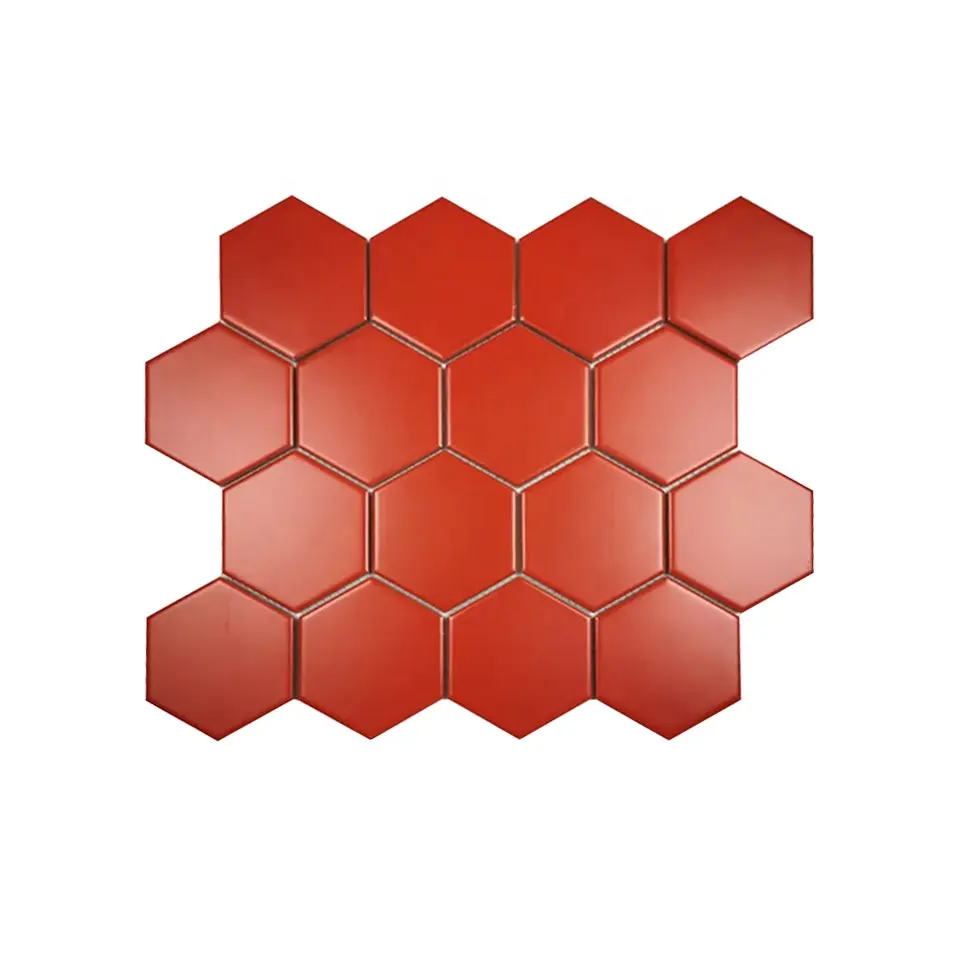 Hexagonal rojo de ladrillo de la arcilla azulejo de piso