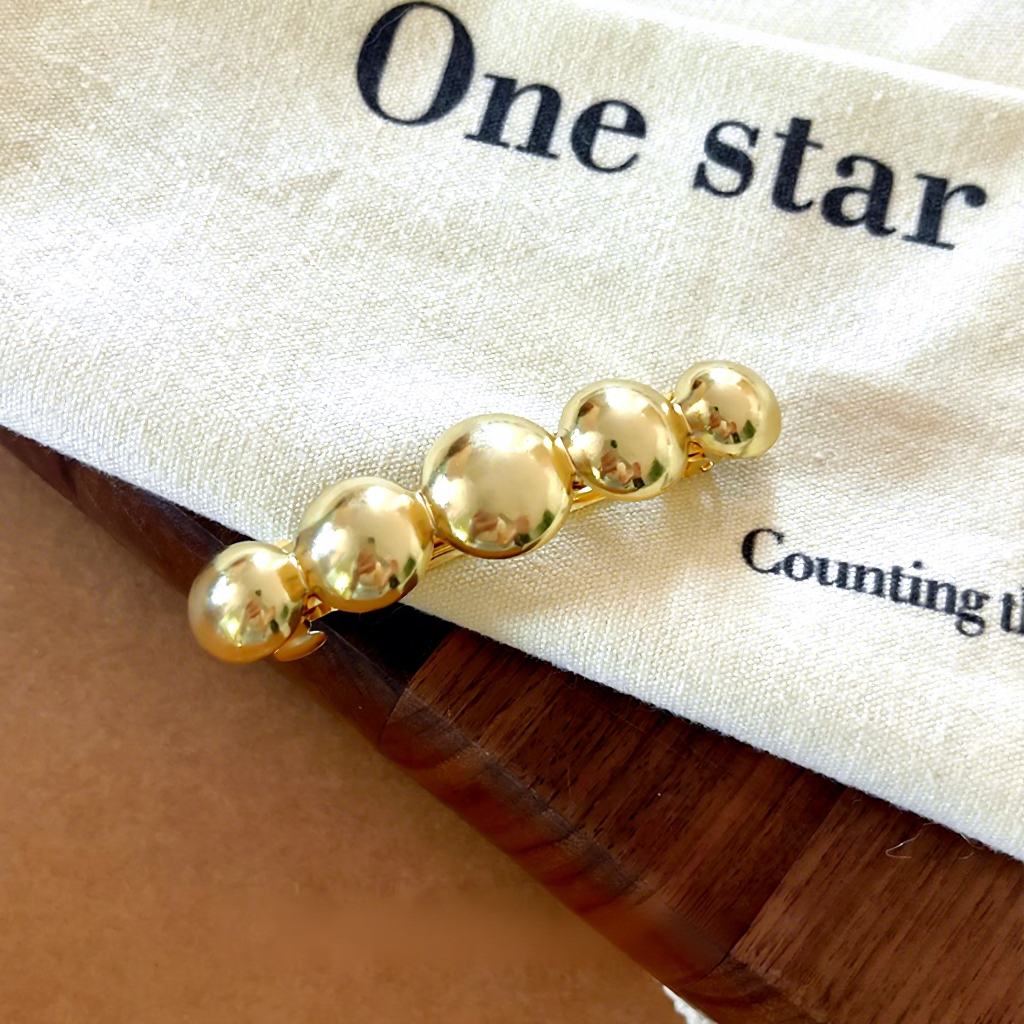 Gold round - spring clip 7.8cm