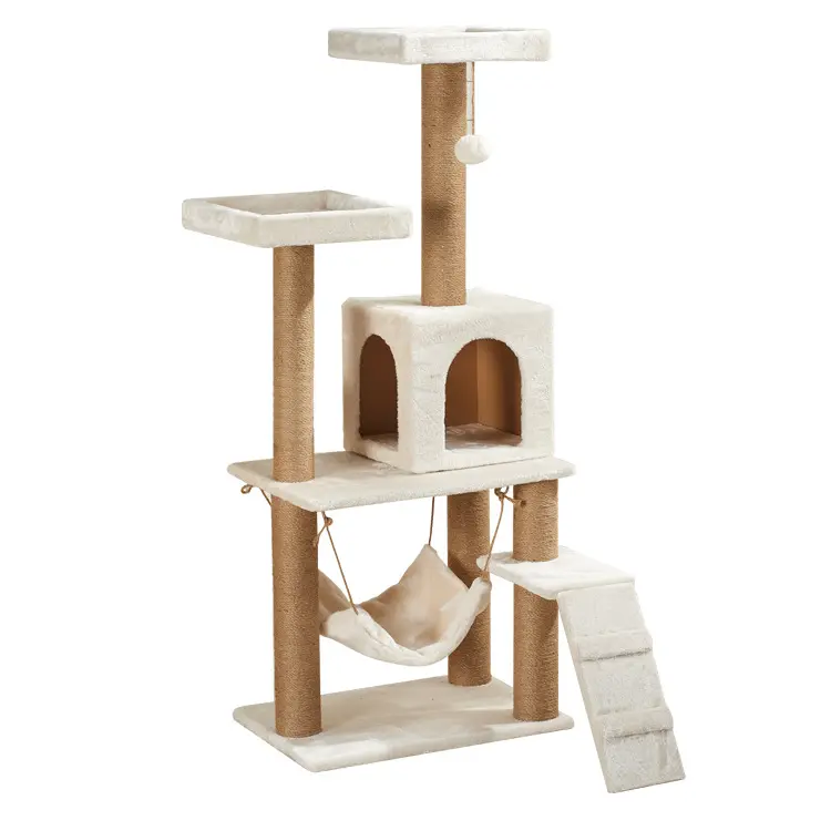Multi-Level Cat Furniture With Hanging Bed Cat Tree Tower for Indoor Cats