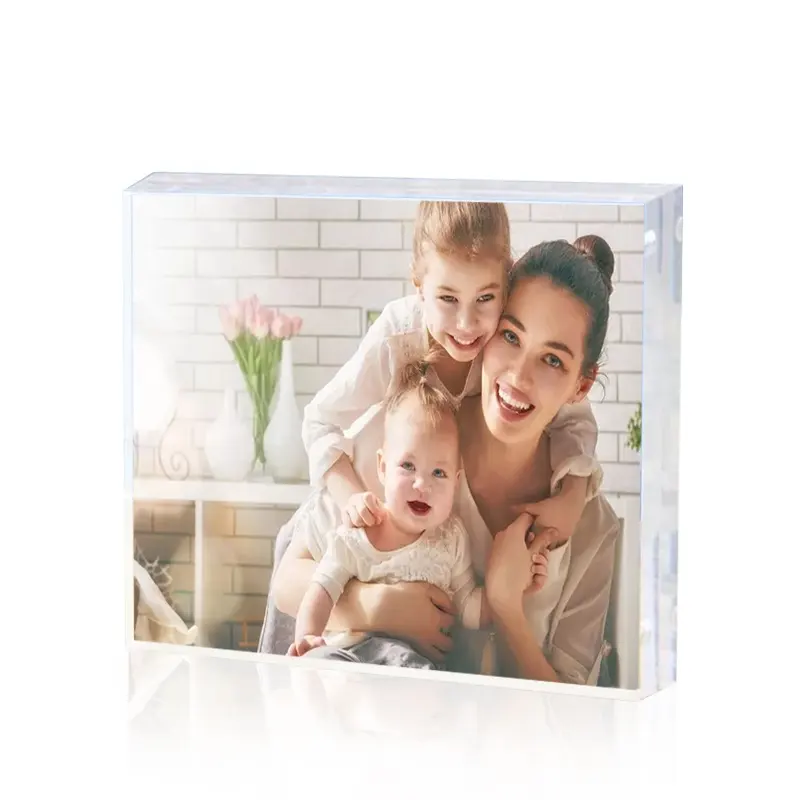 Ímãs fortes em pé Photo Frame 4x4 Polegada Plexiglás Magnetic Photo Frame Acrílico Quadrado Picture Frame 4x4