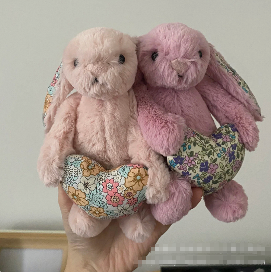 Lapin Cœur Rose Pâle - 18 cm