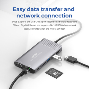 Hub 7 Port C tipi adaptörü ile Ethernet kulaklık jakı usb-c yuvası kart okuyucu - Product Image 5