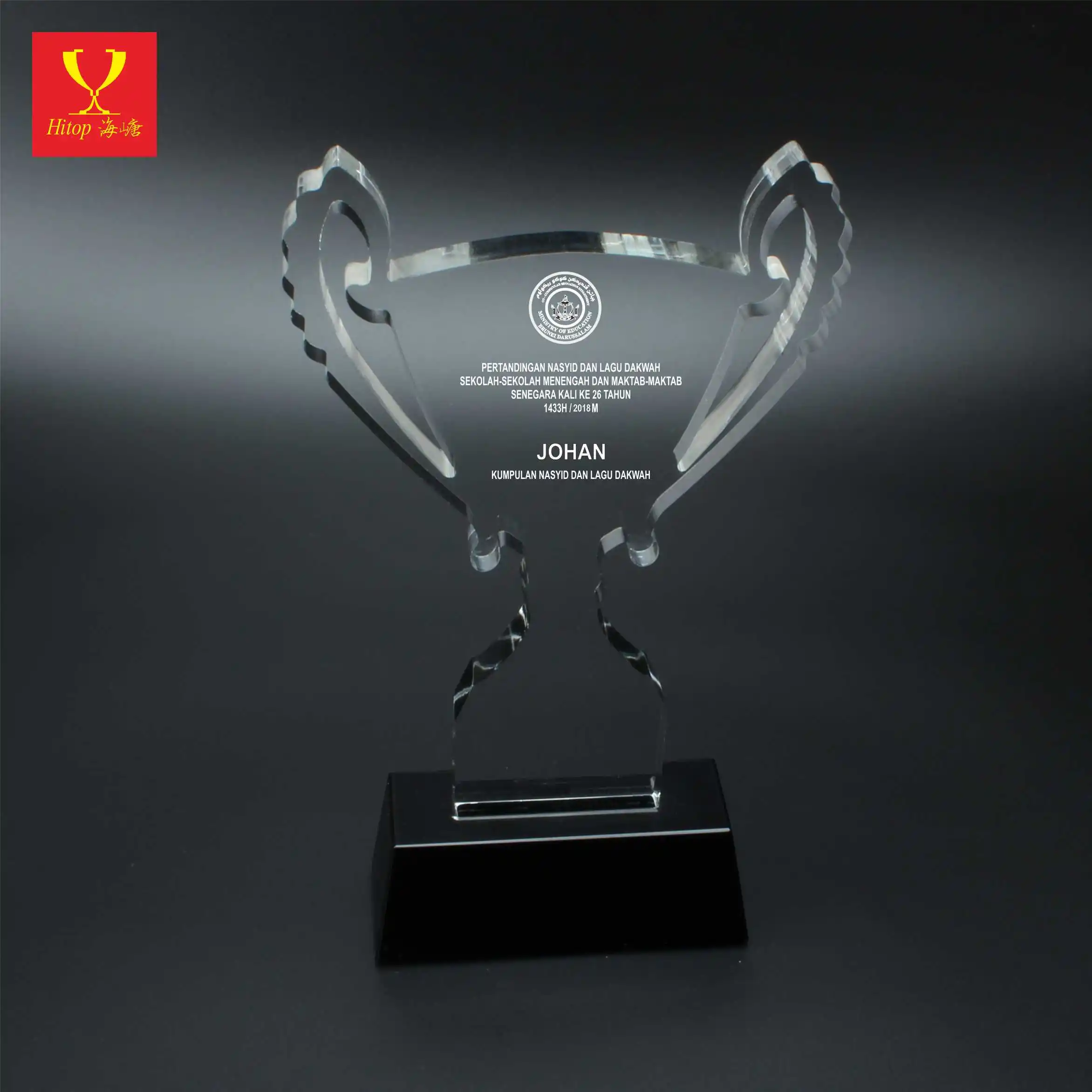 Hitop Special Design Cheap Custom Shape Blank K9 Glass Trophy Crystal Award Crystal Glass Awards Trophies