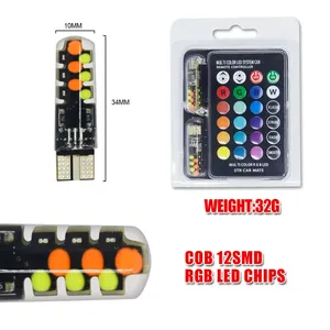 A80 evrensel RGB T10 LED COB 12SMD araba ampuller 12V renkli çok modlu uzaktan kumanda kama işareti okuma için yeni - Product Image 3