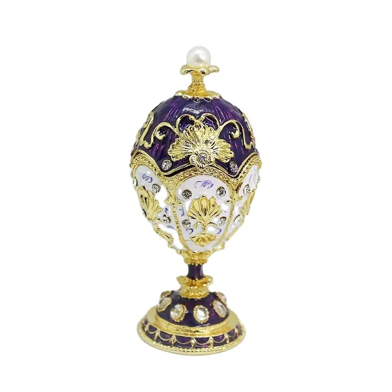 Azul Rhinestone Feberge Egg Presentes Jóias Faberge Eggs Box E Jóias Criativas Pequenos Ornamentos