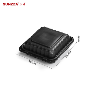 Sunzza özelleştirilmiş tek kullanımlık biyobozunur tasfiye togo bento yemek kabı 6/8/9 inç kare hamburger kutusu bölmesi ile - Product Image 3