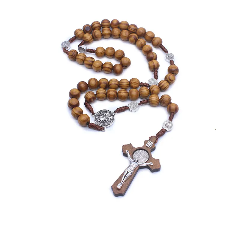 2020 модный католический деревянный Шарм Крест ручной работы вера религиозной Девы ювелирные изделия Четки Ожерелье Подвеска