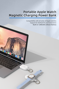 Yeni fikir 2023 Apple için 1200mAh taşınabilir usb-c manyetik kablosuz şarj İzle Mini boyutu şarj için Airpods LED ekran - Product Image 2