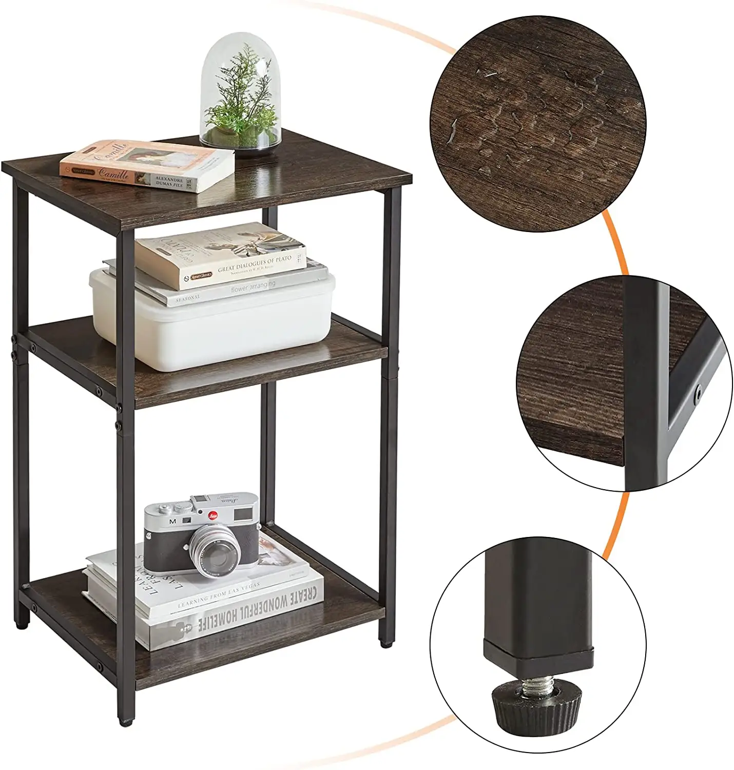 Table de chevet minimaliste en métal avec étagère, canapé, snack, café, côté moderne, table d'appoint avec étagère