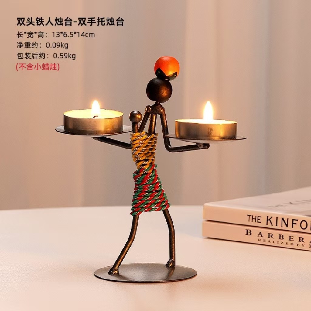Double-headed iron candle holder-b
