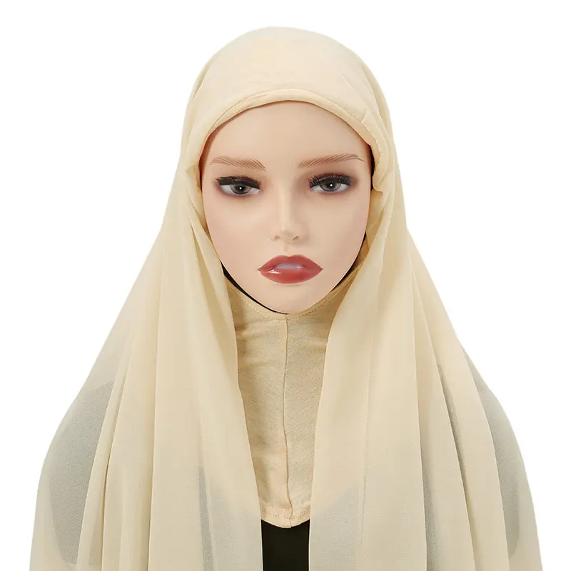 Cross Border Großhandel Lieferant Türkei Mode Muslim Frauen Schal Kopftuch 2 In 1 Jersey Inner Caps Chiffon Instant Hijab