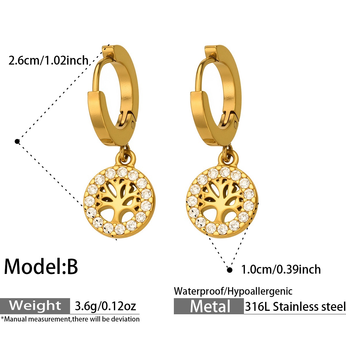 B gold earrings