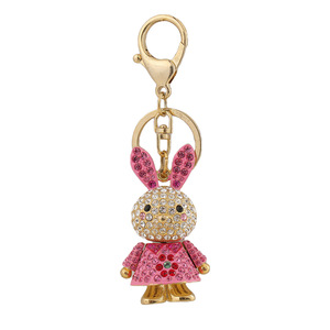 יוקרה אופנה מפתח טבעות מלא קריסטל חמוד ארנב Keychain רכב מפתח תליון מתכת מפתח שרשרות