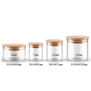 30ml 75ml 150ml 540ml silindir cam kavanoz gıda depolama için bambu kapaklı boş mutfak baharat depolama Bottlea - Product Image 3