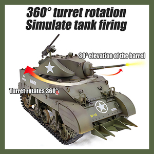 2.4ghz G2080 1/16 ölçekli simülasyon duman cihazı uzaktan kumandalı Tank Modle oyuncak M5a1 hafif Rc tankları - Product Image 5