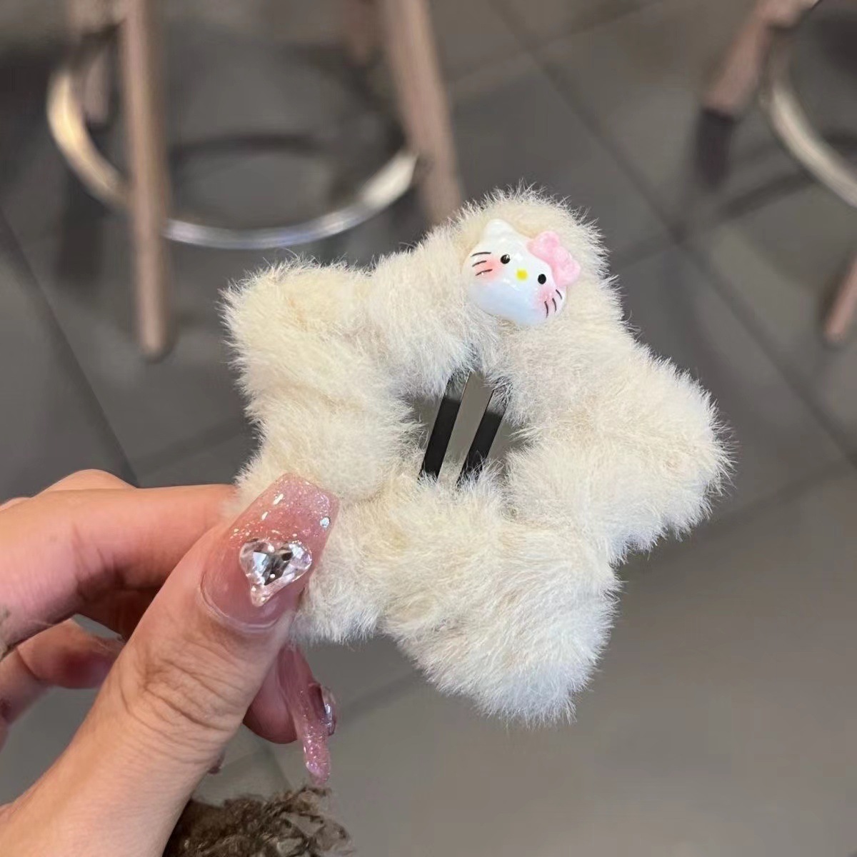 5268 peluche kt étoiles épingle à cheveux-blush chat beige