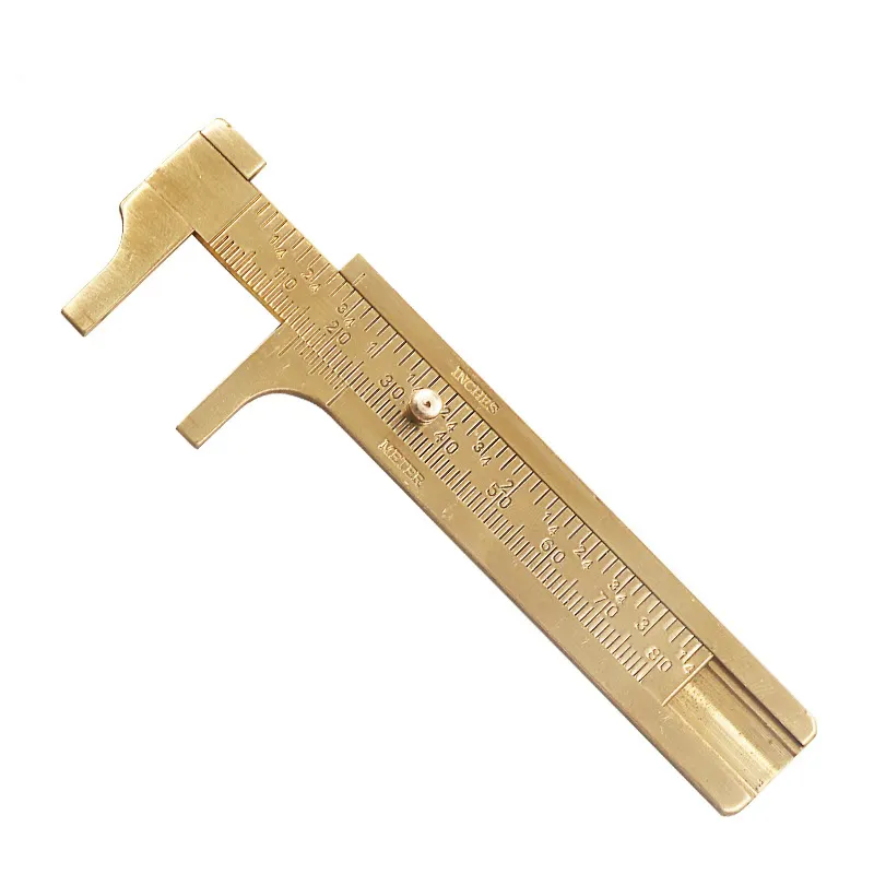 Mini Brass Scale 0-80mm Sliding Gauge Vernier Caliper Ruler Pocket Jewelry Measuring Tool Calibrador