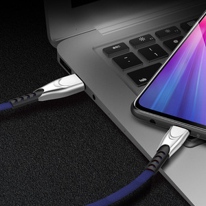 Android type-c Apple cep telefonu şarj kablosu şarj cihazları için çinko alaşımlı kumaş hızlı şarj kablosu - Product Image 6