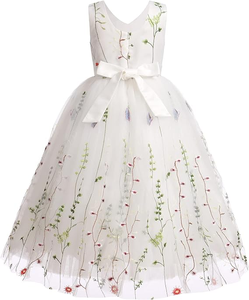 Đáng Yêu Cổ Điển Phong Cách Voan Ren Sàn Chiều Dài A-Line Không Tay Trẻ Em Cô Gái Ăn Mặc Tùy Chỉnh Thêu Fluffy Hoa Cô Gái Ăn Mặc - Product Image 3