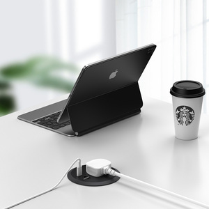 Recessed Multi Plug Power Outlet Desk Hole Round Grommet <strong>Socket</strong> <strong>With</strong> 20W USB-C 80mm Smart UK Round Grommet Office Power Outlet - Product Image 5