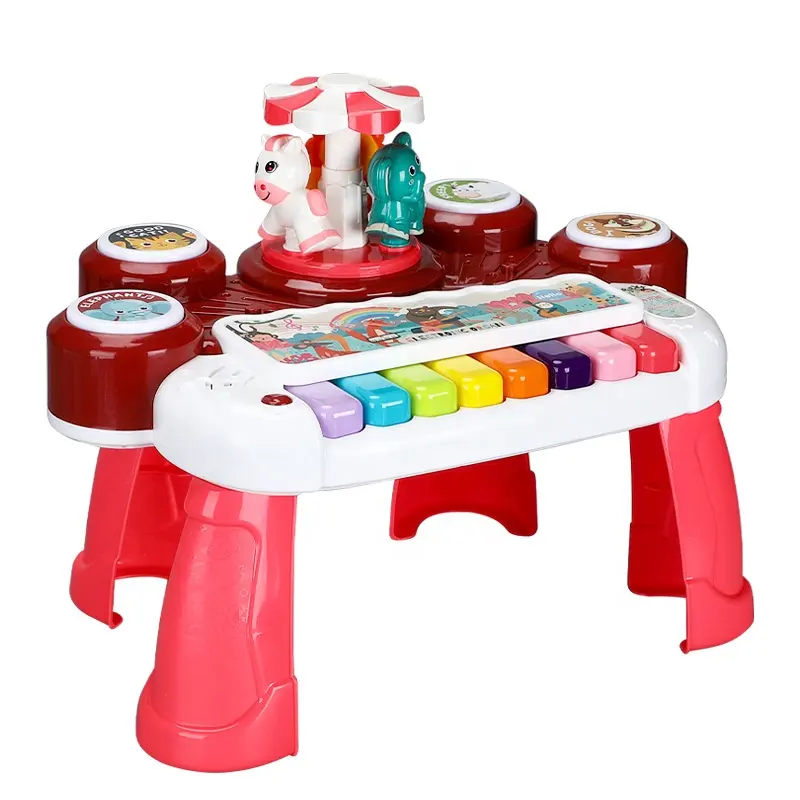 Jouets animaux multifonctions 3 en 1 tambour bébé enfants orgue électronique ensemble d'instruments de musique tambour et piano jouet intégré avec lumière