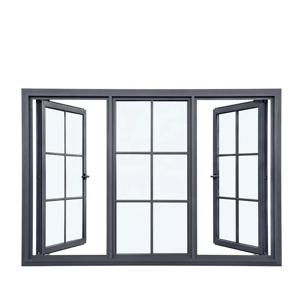 YY American Style Residential Double Safety Glass Aluminium Wood Window Composite Frame Crank Open Casement Windows