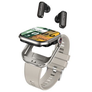 2-in-1 BLE tai nghe thông minh thể thao đồng hồ IP67 kép cuộc gọi ghi âm huyết áp nhịp tim Android vuông không dây sạc ai - Product Image 5