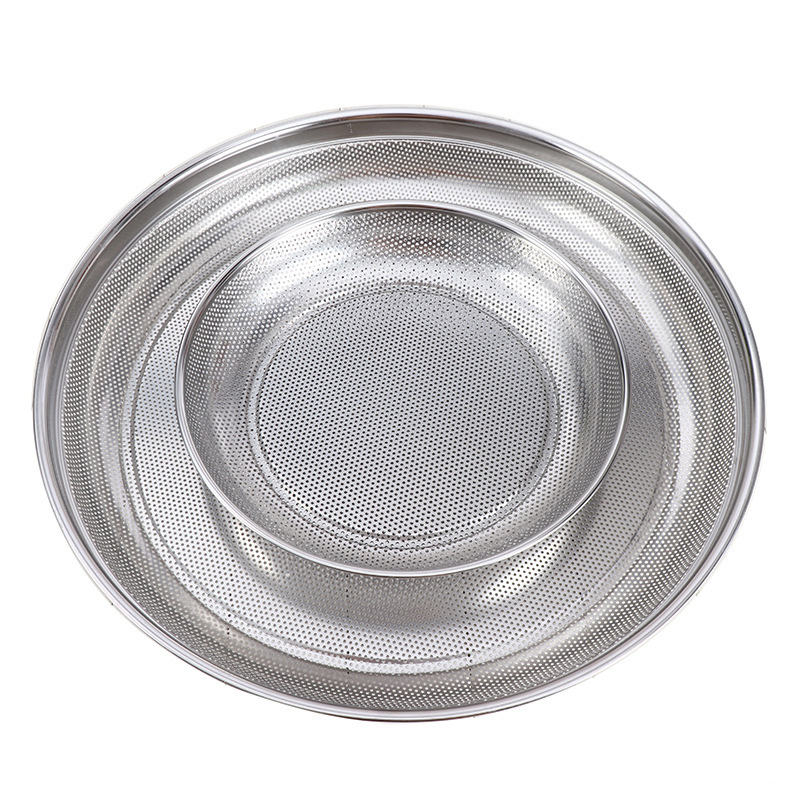 Round Steam Food Tray Multi-purpose Kitchenware Stainless Steel Flat Tray With Dense Holes