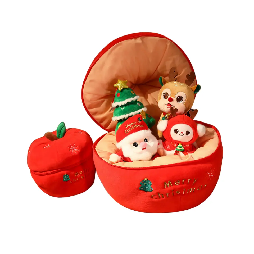 Apple Bag Ornaments Elk Christmas Decoration For Kids Santa Claus For Christmas Presents Tree Decorations Stuffed Animal