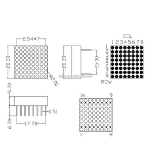 8*8 Dot <strong>matrix</strong> 20*20mm <strong>Led</strong> Displays Screens Red Light High Bright <strong>Led</strong> Module Dot <strong>matrix</strong> Digital Signages