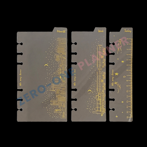 Custom A6 Weekly and Monthly clear Divider with Gold Foil Transparent PVC Index Pages with 6 Rings Planner Refill Index <strong>Paper</strong> - Product Image 1