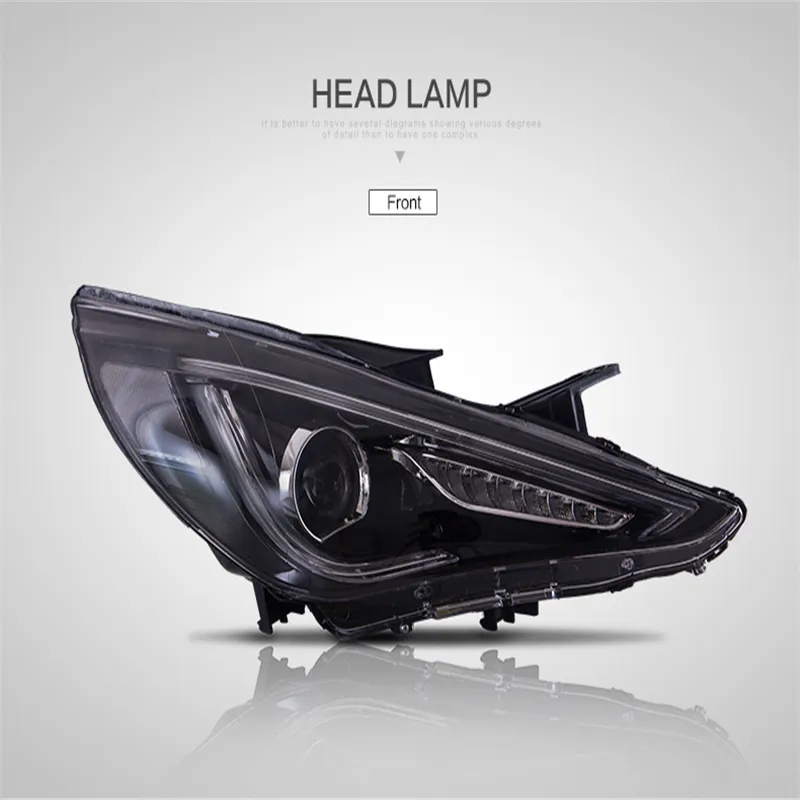Pair of Car Headlight Assembly For Hyundai Sonata 2011-2014 Car Front Light Plug&Play Auto LED Head Lamp System