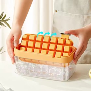 Molde de bloque de hielo de liberación abatible de whisky de bebidas personalizado con contenedor de almacenamiento bandeja de cubitos de hielo cuadrada moldes máquina de hielo transparente - Product Image 2