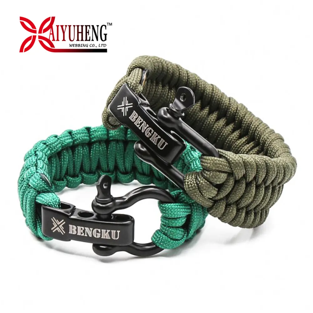 Pulsera de paracord personalizada, grillete ajustable de supervivencia 550 con logo