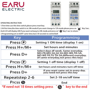 Elettronico settimanale 7 giorni programmabile digitale relè temporizzatore interruttore AC 220V 230V 12V 48V 16A Din Rail Mount THC15A - Product Image 4