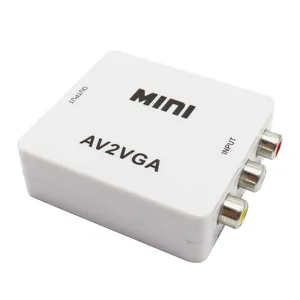 AV2VGA 1080P RCA AV a VGA con convertidor de audio y video de 3,5mm CVBS + convertidor de audio a PC HDTV Mini convertidor de video